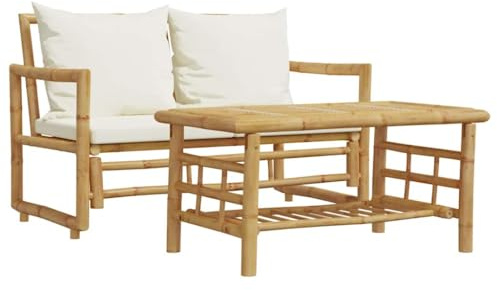 vidaXL Set di divani da Giardino 2 Pezzi con Cuscini in bambù
