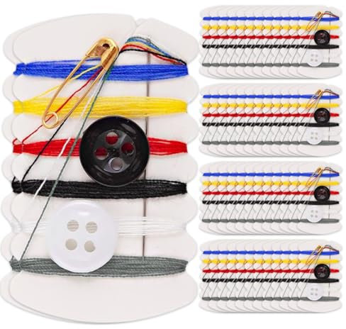 50 Packs Simple Sewing Kit Travel Sewing Kits with Sewing Needles Threads Button and Pin for Hotel Amenities，Needle for Travel, Home, Hotel