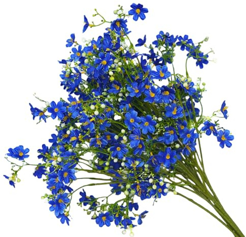 DODXIAOBEUL 8 st silkesblommor med långa stjälkar, konstgjorda blommor för hög vas 67 cm, blå konstgjord blombukett, UV-beständiga plastväxter för hem, bröllop, inomhus och utomhusdekoration, blå