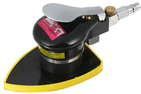 Irfora Ponceuse orbitale pneumatique à air comprimé - Ponceuse à air - Petite ponceuse à main triangulaire - Pour coins de voiture - Entretien de la peinture - Élimination de la rouille - 90 x 130 mm