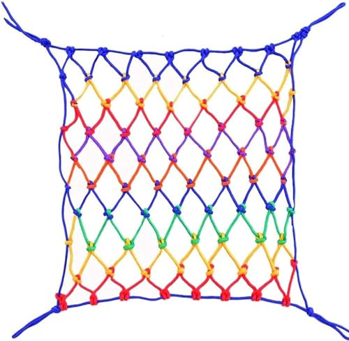 Colorful Cargo Net for Ceiling Suspension Bridge Decoration 2x2m Outdoor Climbing Net for Stair Safety Rope Mesh Net