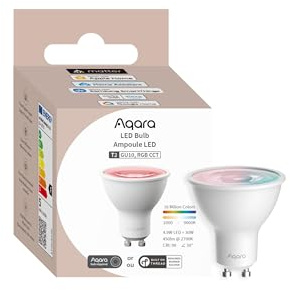 Aqara Thread/Zigbee Smart LED Light Bulb T2 GU10, Tunable White (2000K-9000K), RGB Color Changing Light Bulb with 16 Million Colors, 30W Equivalent, Matter, Works with HomeKit, Alexa, Google
