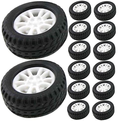 PHENOFICE 30stücke Gummiräder Spielzeug Auto Räder Ersatzreifen Diy Auto Montage Räder Kinderspielzeug Junge Mädchen Autoräder