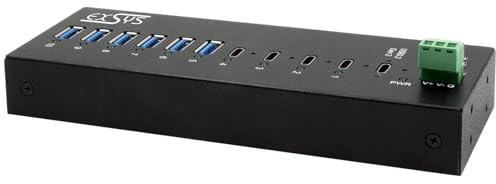 EX-12280HMS USB 3.2 Gen 2 10-portars metallhubb med 4 C-kontakter och 6 A-kontakter