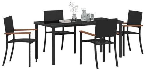 vidaXL Ensemble de Salle à Manger pour Jardin 5 pcs Noir, Ensemble de Meubles en rotin Moderne et Durable pour Le Jardin et la terrasse, sièges de Salon en Plein air, Groupe de Conversation sur Patio