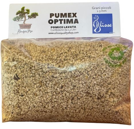 Ulisse® BonsaiPro Pumex Optima Ponce Lavée et Séchée Terreau pour Bonsaï, Terreau Bonsaï Prêt à l'emploi pour chaque type de plante, Granulométrie fine, 1,5 l