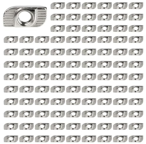 100 Tuerca Martillo M6, M6 tuercas en T, tuerca de ranura en T para perfil de aluminio Serie 2020, compatible con ranuras estándar europeo
