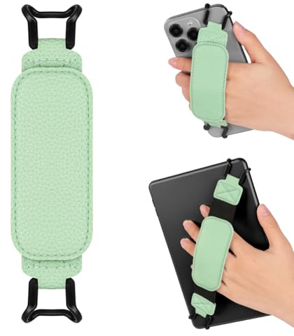 AXFEE Soporte De Mano para Leer En La Cama, 1Pc Correa Antideslizante para Tabletas, Agarre de Dedo Elástico Multifuncional Tableta para 6-8 Kindle/Oasis/E-Books/Kobo/Tablets (Verde)