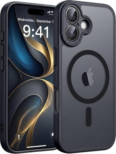 GeeKe Magnetic for iPhone 17 Case, Compatible with MagSafe, Full Camera Protection, Built-in Magnetic Ring, Drop Protection Shockproof Slim Translucent Matte Phone Case for iPhone 17 T7
