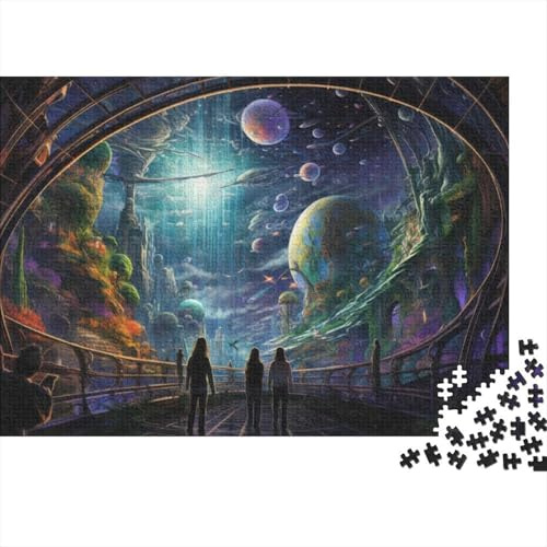 Adult 1000-Piece Jigsaw Puzzle, Galactic View from Space Station, 52x38cm/1000pcs; for Calm Concentration at Home; White Cardboard for Simple Sorting