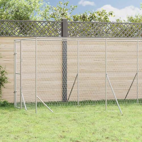 Plumbpyr galvaniserat stål utomhus hundkennel silver 2 x 6 x 2 m, låsbar dörr, frigående inhägnad för hundar, kycklingar, kanin, ankor i trädgården och gården