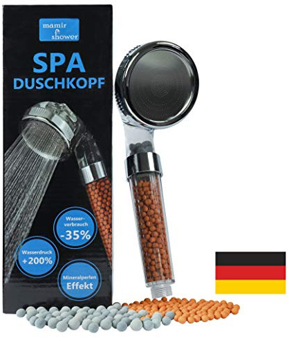 SPA Duschkopf druckerhöhend wassersparend • 200% mehr Wasserdruck • Kalkfilter Dusche Handbrause • 344 Wasserlöcher • Zen Shower Filter • 3 Duschköpfe in 1 mamir shower