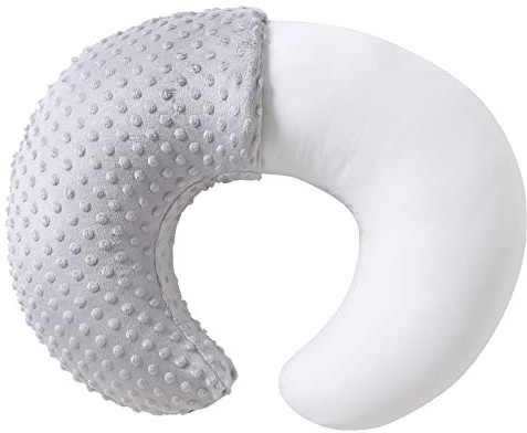QUENESS Almohada de Lactancia y posicionador, Lactancia Materna, alimentación con biberón, Soporte para Sentarse al bebé con Funda ultrasuave extraíble, Soporte para el Tiempo de Barriga para bebés