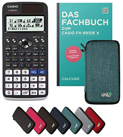 Casio fx-991DE X Incl. Funda Protectora Turquesa y Libro especializado (128 páginas, DIN A5) – Calculadora científica – Smart Set (Alemán)