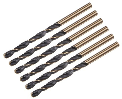 sourcing map 6pcs Jobber Drill Bits 4mm (0.157) Black Nitride & Gold Titanium Coated M2 High Speed Steel (HSS) Twist Drill Bits for Stainless Steel Aluminum Alloy Metal