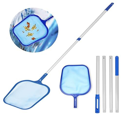 Poolkescher Feinmaschig mit Teleskopstange 157CM Lang Kescher Teichkescher Algenkescher Poolnetz Zubehör für Schwimmbad Fischteich Wanne Spas