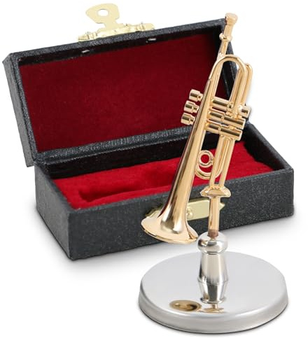 EASTROCK Miniatur-Trompetenmodell, 4,6 cm Mini-Trompetenmodell, Trompetenornament, Nachbildung, Instrument, Heimdekoration, dekoratives Puppenhaus, musikalisches Geschenk
