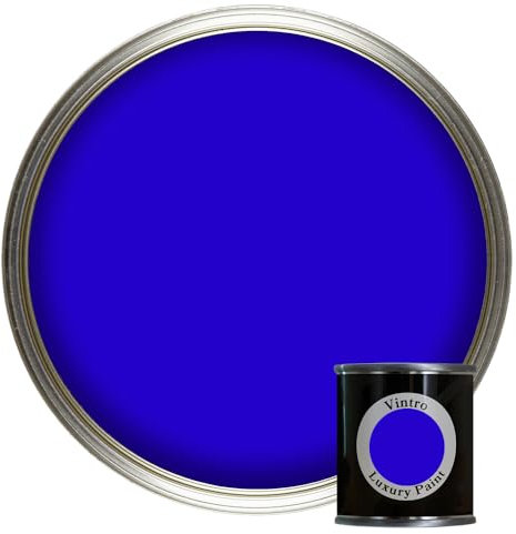 Vintro Paint | Luxury Matt Emulsion | Smooth Chalky Finish | Multi Surface Paint | for Walls, Ceilings, Wood and Metal | 125ml (Electric Blue - Ultramarine)
