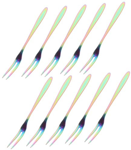 WATIIFUFU 10 Pezzi frutta in acciaio inossidabile di cocktail forchette per lumache forchetta da insalata stoviglie per feste forchettine da forchette da frutta