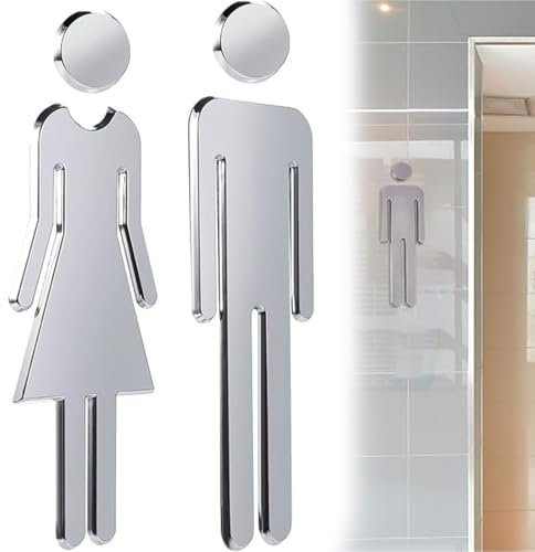 WC signe plaque de toilette pour salle de bain, Signe de Porte Salle de Bain - Panneau WC Adhesif Homme Femme - Stickers pour Toilette Porte de Restaurant Publique Hôtel Cafétéria