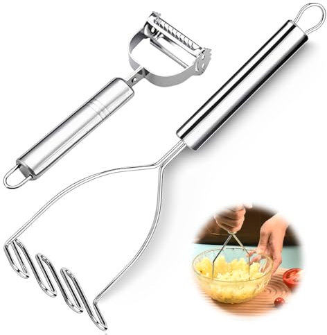 Schiacciapatate, Schiacciapatate Acciaio Inox Schiacciapatate Manuale Professionale, Con coltello spelucchino in acciaio inox, Schiacciapatate, Frutta E Verdura Purè, Lavabile In Lavastoviglie