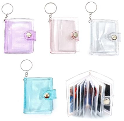 JZK 4 mini album fotografici da 5 cm, portachiavi con 24 tasche, album per foto kpop idol, album fotografico in PVC con portachiavi per foto idolo, foto di coppia, foto di animali domestici
