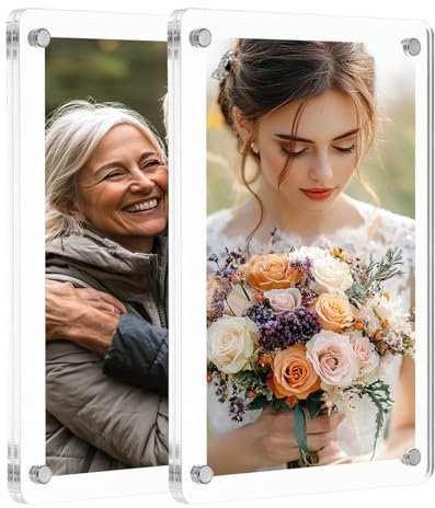 QUARKZMAN 2 Stück Acryl Kühlschrank Magnetrahmen 9 x 13 cm Klarer Quadratischer Kühlschrankmagnete Doppelseitige Magnetische Bilderrahmen Kühlschrank für Fujifilm Mini Bild