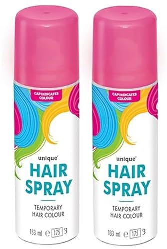 Colorfull Temporary Hair Spray Kids/Adults Easy to Apply and Remove Color Dye for any Party and Occasions (Pink, Two Spray Bottle)