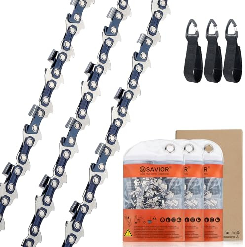 Savior 3-Pack Chainsaw Chain for 20 Inch (50cm) Bar, .058 Gauge .325 Pitch 76 Links, Compatible with Hyundai HYC6200X, Parker and More