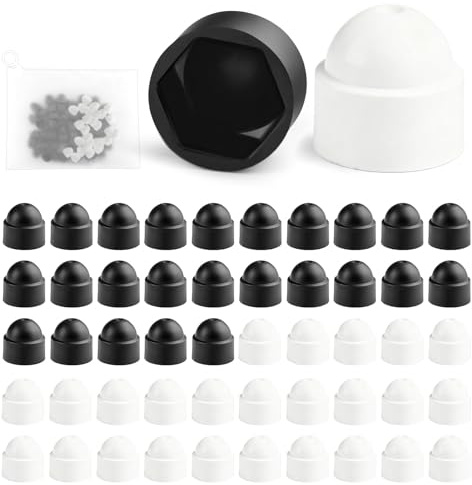Dupoem 50PCS Capuchons de Protection pour Écrous M8, Capuchons de Protection en Plastique pour Vis à Tête Hexagonale, Offrant Une Protection AntidéRapante pour meubles Machine et Véhicule, Noir+Blanc