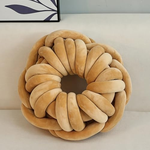 PromCaeruyn Cojín con Nudos, Cojín Decorativo, Decoración Estética Redonda Elegante para Sofás Camas Dormitorios Salones Residencias Universitarias Oficinas(F-40cm)