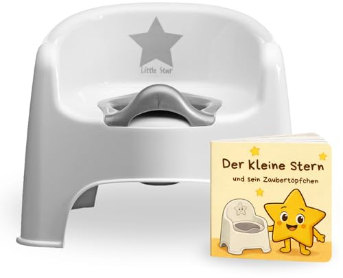 Little Star Topfstuhl rutschsicheres Baby & Kinder Töpfchen inkl. Bilderbuch „Der kleine Stern und sein Zaubertöpfchen“ – mit Spritzschutz, herausnehmbarem Einsatz & hoher Rückenlehne