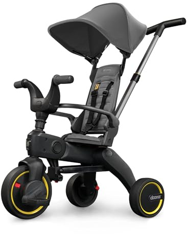 DOONA Liki Baby Trike S1 - Premium Foldable Toddler Tricycle with parent handle for ages 10 Months to 3 Years - Grey