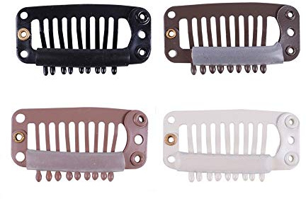 24 pcs/lot Clips cheveux Pinces à perruque avec pinces à clips en Postiches (32mm Marron foncé)