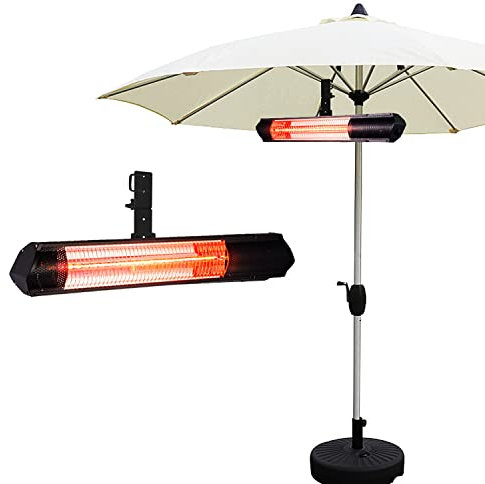 Chauffe-parapluie électrique d'extérieur avec télécommande APP, protection IP65, chauffage radiant infrarouge suspendu pour jardin pergola Gazabo Parasol, noir,110v/1500w