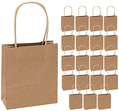 Idena 60057 - Papiertüten, 20 Stück, 18 x 8 x 21 cm, Geschenktüten, Kraftpapier Tüten, Basteltüten zum Verzieren und Verschenken