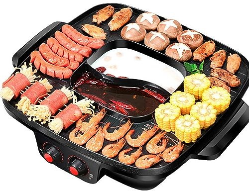 NOWLIN Hot Pot med Shabu-shabu och stekpanna, oberoende temperaturkontroll Mandarin Duck Pot och grillpanna