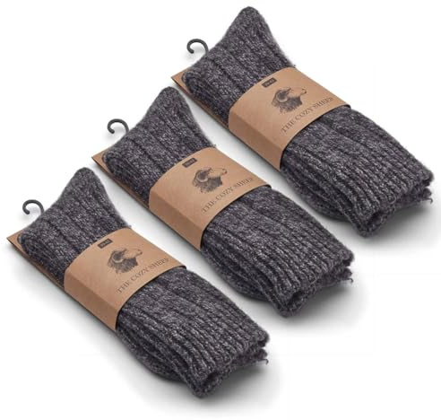 THE COZY SHEEP Calcetines de lana para hombre y mujer | Medias cómodas y cálidas | Calcetines gruesos para pies fríos | Calcetines noruegos de lana | Calcetines de lana de oveja duraderos