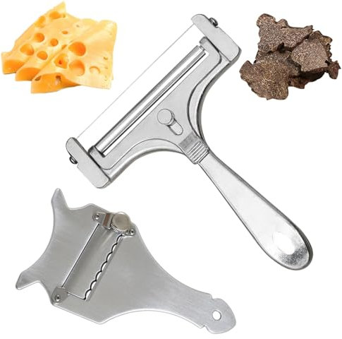 2 Pezzi Acciaio Inox Affettatartufi Kit, 1 Professionale Coltello Tartufo con 1 Affettatrice per Formaggio, Tartufo Grattugia per Block Chocolate Verdure Aglio Cioccolato