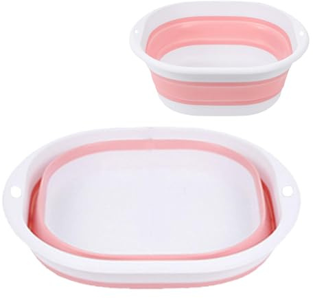 Bärbar pool fotbadkar vikbar rosa – 36,5 x 33,5 cm skål för fotbad, vikbar fotbadkar, fotbassäng för fotbad, tillbehör för pool