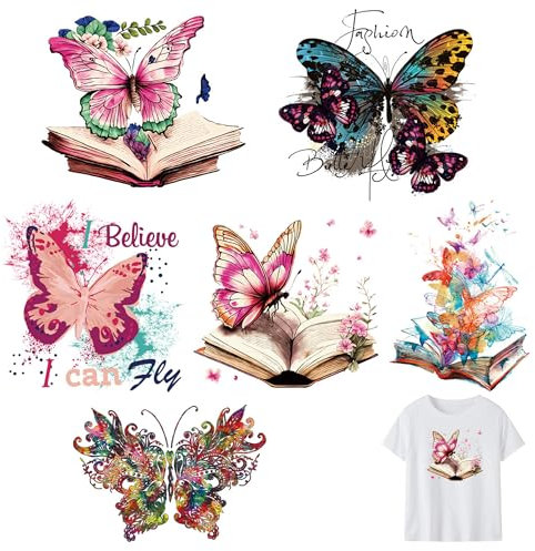 Attuslla 6 Stück Bügelbilder für Thermotransfers Patch Sticker, Schmetterling Patches zum Aufbügeln, Schmetterling Thermotransfer Patches für T-Shirt Jeans Rucksäcke Kleidung Hut DIY Applikation