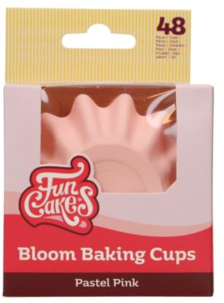 FunCakes Cápsulas para Hornear Bloom Rosa Pastel paquete de 48, Cápsulas para Cupcakes, Magdalenas, Muffins, Moldes Individuales, 8 cm, 48 Piezas
