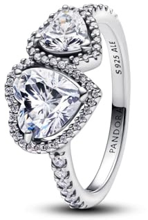 PANDORA Timeless Funkelnder Strahlenkranz Herz Ring aus Sterling Silber mit Zirkonia, Größe: 54, 193659C01-54
