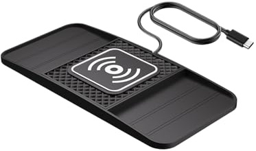 Bollisate Alfombrilla De Carga Inalámbrica para Coche - Cargador De Teléfono Móvil para Vehículo - Base Antideslizante para Cargar Teléfonos En Sedanes SUV Camionetas Tabletas