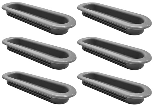 cyclingcolors 6x Poignée de meuble encastrable 31 x 88 mm plastique placard porte cuisine armoire tiroir buffet maison, gris