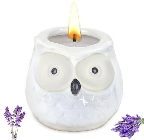 Alaoo Velas Perfumadas para Mujer,Velas Aromaticas Decorativas,Vela perfumada de búho encantador,Elegante Vela Perfumada de Lavanda,para Yoga Baño Dormitorio,Blanco