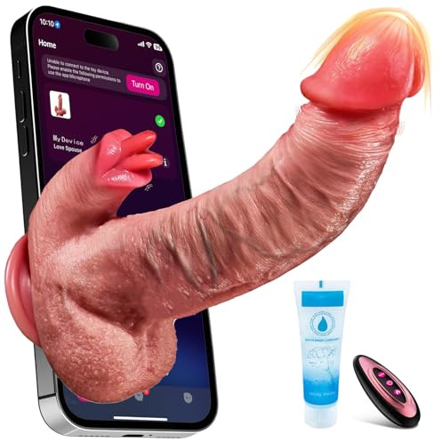 Gode Vibro-masseur Sex Toýs Femme Vibromasseurs Feminin Gode Vibro-Masseur Va et Vient Vibration et Léchage 10 Modesde Sex Toys APP Telecommande Sextoyse Femme Clitoridienne Puissant Dildo Godemichets