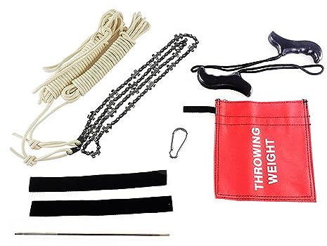 Sierra de alambre de mano de 48 pulgadas con afilador de cuchillos y 2 cuerdas largas, sierra de cadena de mano compacta para camping, 42 cuchillas, sierra de cadena de bolsillo para jardinería