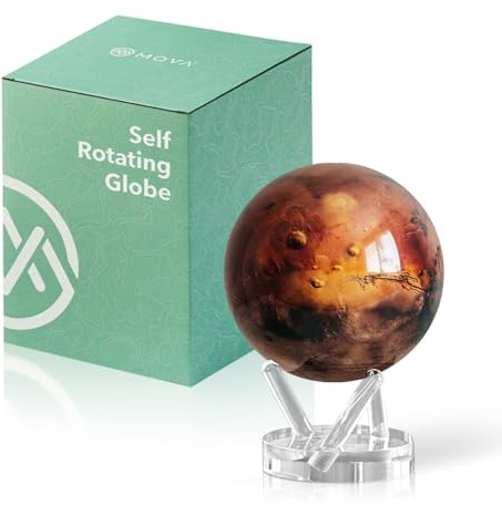 MOVA Globes Marte Signature (6) | Mappamondo Auto-Rotante a Energia Luminosa |Silenzioso, Senza Batterie né Fili |Decorazione da Scrivania o Idea Regalo Globo Spazio