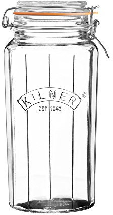 Kilner 1.8 Litre Facetted Clip Top Jar Stylish Airtight Glass Jar for Preserving Fruits, Vegetables & Pantry Storage Perfect for Pasta, Nuts & Pet Treats